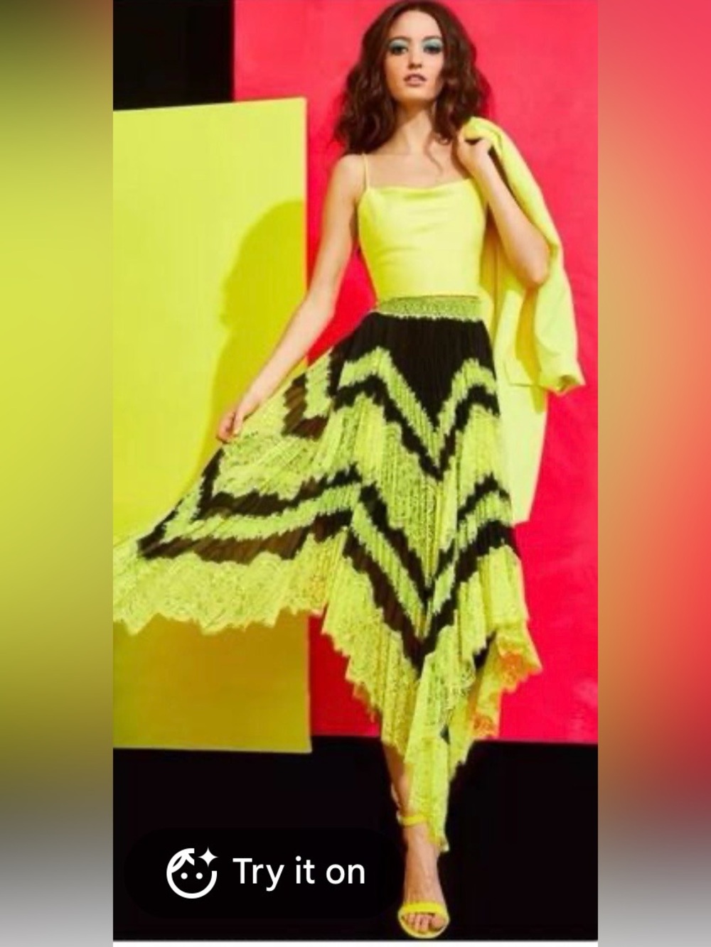 Alice + Olivia lace chevron pattern midi skirt-size 0 NWT